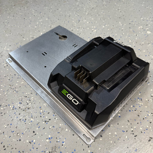 EGO 56 Volt Double Battery Charger Mount Quick Release Secure Steel Wall Mount Contractor Service Truck Van Shop