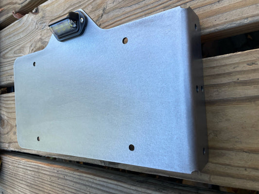 Side Mount License Plate Holder Trailer Flatbed RV SEMI Camper Bolt On Heavy Duty Steel LED Light (Left or Right Side)