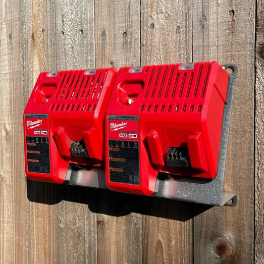 Milwaukee 2x M18 M12 Rapid Battery Charger Wall Mount Plate 20 Degree Angle For Van Truck Shop Contractor