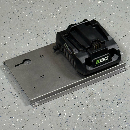 EGO 56 Volt Double Battery Charger Mount Quick Release Secure Steel Wall Mount Contractor Service Truck Van Shop