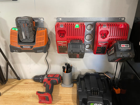 Double Charger Wall Mount Plate Milwaukee DeWalt Ridged For Van Truck Shop Contractor