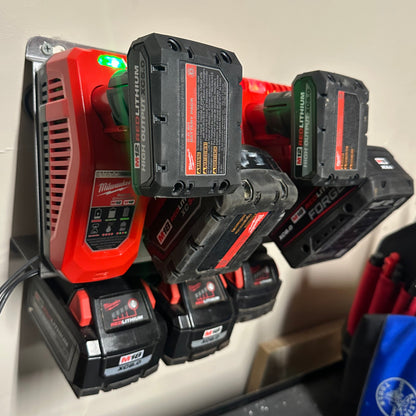 Milwaukee 2x M18 M12 Rapid Battery Charger Wall Mount Plate 20 Degree Angle For Van Truck Shop Contractor