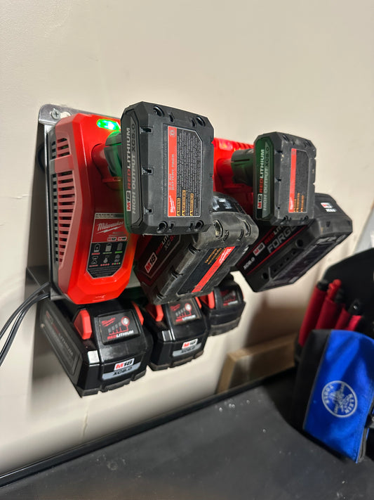 Milwaukee 2x M18 M12 Rapid Battery Charger Wall Mount Plate 20 Degree Angle For Van Truck Shop Contractor