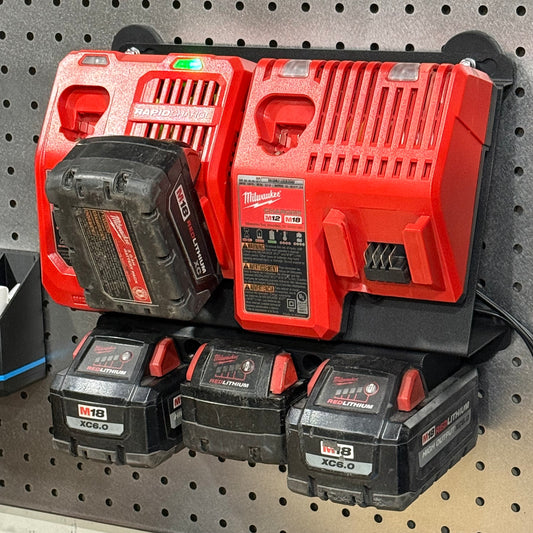 Milwaukee 2x M18 M12 Rapid Battery Charger Wall Mount Plate 20 Degree Angle For Van Truck Shop Contractor